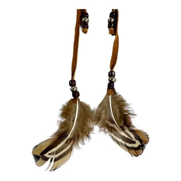 Handmade Dreamcatcher Feathers & Black Onyx Beads - 2” Southwest Small Vintage - Picture 3 of 6